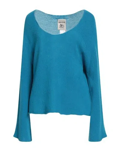 Semicouture Woman Sweater Azure Size L Cashmere, Virgin Wool In Blue