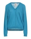 Semicouture Woman Sweater Azure Size L Virgin Wool In Blue