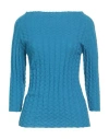 Semicouture Woman Sweater Azure Size M Virgin Wool In Blue