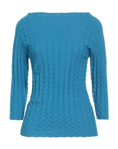 Semicouture Woman Sweater Azure Size M Virgin Wool In Blue