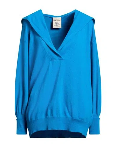Semicouture Woman Sweater Azure Size M Virgin Wool, Cashmere In Blue