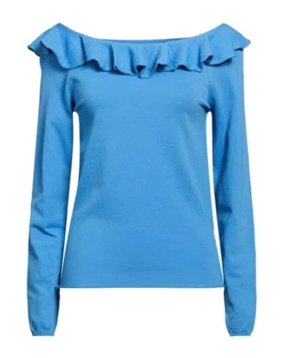 Semicouture Woman Sweater Azure Size S Viscose, Polyamide In Blue
