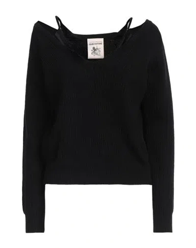 Semicouture Woman Sweater Black Size L Wool, Polyamide