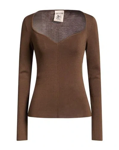 Semicouture Woman Sweater Brown Size S Virgin Wool In Multi