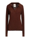 Semicouture Woman Sweater Brown Size Xl Virgin Wool In Brown