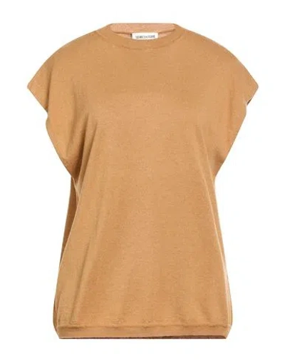 Semicouture Woman Sweater Camel Size L Cotton, Wool In Orange