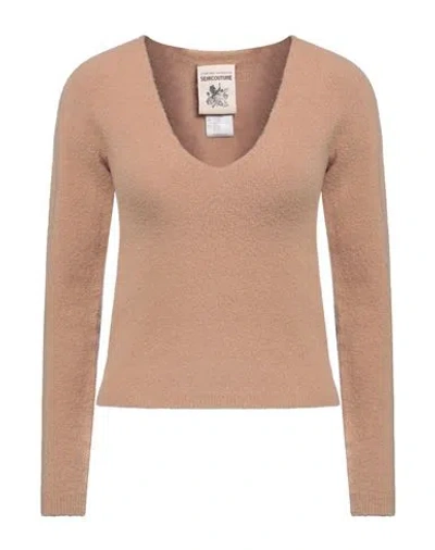 Semicouture Woman Sweater Camel Size M Virgin Wool, Polyamide, Cashmere, Elastane In Beige