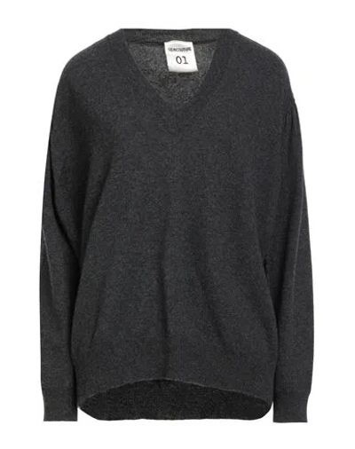 Semicouture Woman Sweater Charcoal Size M Virgin Wool, Cashmere In Black