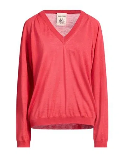 Semicouture Woman Sweater Coral Size M Virgin Wool In Red