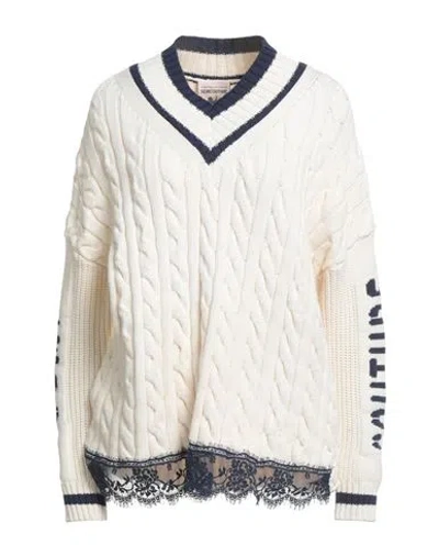 Semicouture Woman Sweater Cream Size M Cotton, Polyamide In White