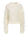Semicouture Woman Sweater Cream Size M Wool, Polyamide In White