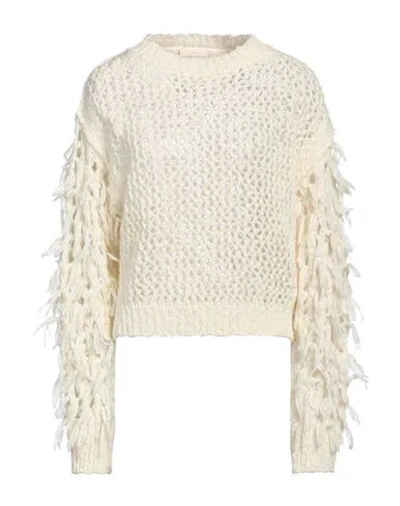 Semicouture Woman Sweater Cream Size M Wool, Polyamide In White