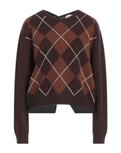 Semicouture Woman Sweater Dark Brown Size M Wool, Polyamide