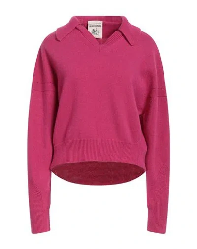 Semicouture Woman Sweater Fuchsia Size L Wool, Polyamide In Pink