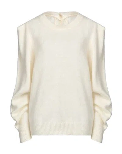 Semicouture Woman Sweater Ivory Size Xl Alpaca Wool, Mohair Wool, Polyamide In White