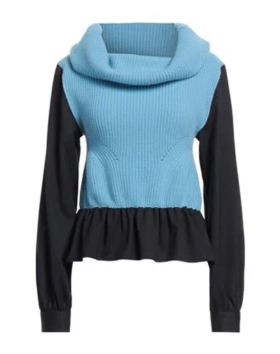 Semicouture Woman Sweater Light Blue Size M Wool, Polyamide