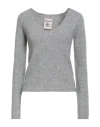 Semicouture Brushed Knitted Top In Gray