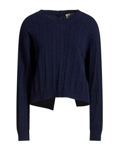 Semicouture Woman Sweater Navy Size Xl Wool, Polyamide In Blue