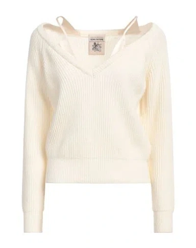 Semicouture Woman Sweater Off White Size L Wool, Polyamide