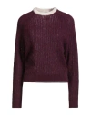 Semicouture Woman Sweater Plum Size M Alpaca Wool, Polyamide, Virgin Wool In Burgundy