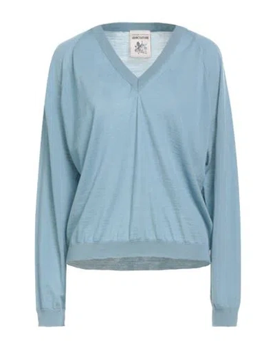 Semicouture Woman Sweater Sky Blue Size L Virgin Wool