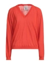 Semicouture Woman Sweater Tomato Red Size L Virgin Wool In Orange