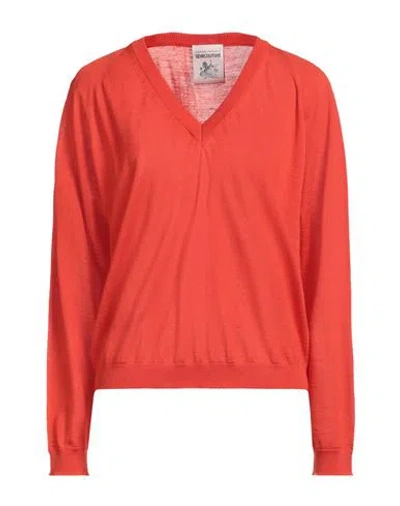Semicouture Woman Sweater Tomato Red Size L Virgin Wool In Orange