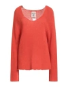 Semicouture Woman Sweater Tomato Red Size M Cashmere, Virgin Wool In Red