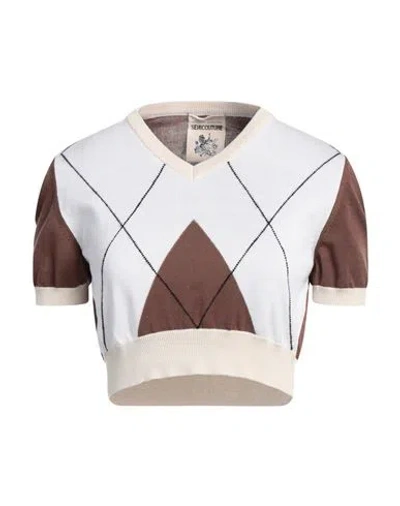 Semicouture Woman Sweater White Size L Cotton, Virgin Wool
