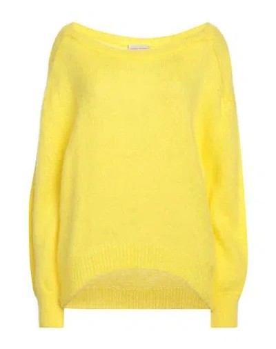 Semicouture Woman Sweater Yellow Size L Alpaca Wool, Mohair Wool, Polyamide In Yellow