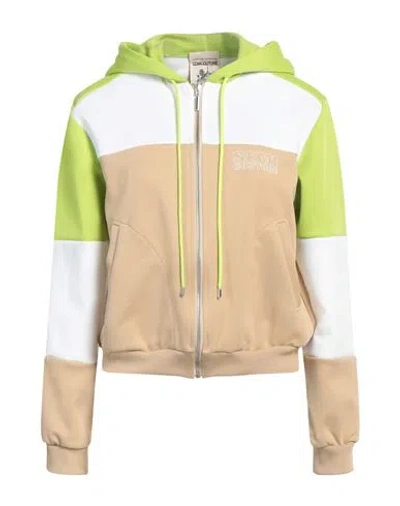 Semicouture Woman Sweatshirt Camel Size L Polyester, Cotton, Elastane In Beige