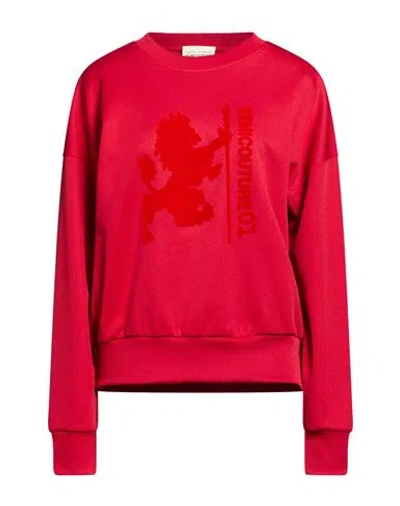 Semicouture Woman Sweatshirt Red Size M Polyester, Cotton
