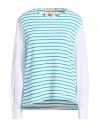 Semicouture Woman T-shirt Azure Size L Cotton In Blue