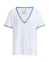 Semicouture Woman T-shirt Azure Size M Cotton In White