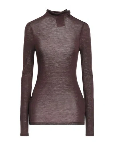 Semicouture Woman T-shirt Dark Brown Size L Wool, Polyamide