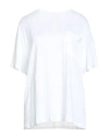 Semicouture Woman T-shirt Ivory Size 8 Linen In White