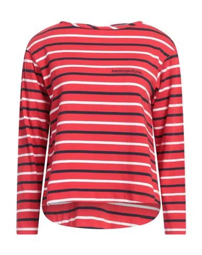 Semicouture Woman T-shirt Red Size S Cotton, Elastane