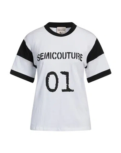 Semicouture Woman T-shirt White Size Xs Cotton