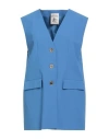 Semicouture Woman Tailored Vest Azure Size 8 Polyester, Viscose, Elastane In Blue