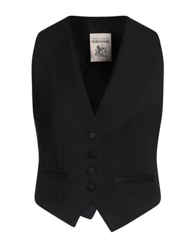 Semicouture Woman Tailored Vest Black Size 8 Polyester, Virgin Wool, Elastane