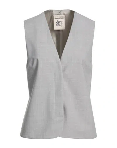 Semicouture Woman Tailored Vest Grey Size 8 Polyester, Virgin Wool, Lyocell In Gray