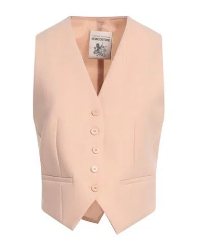 Semicouture Woman Tailored Vest Light Pink Size 4 Polyester, Virgin Wool, Elastane
