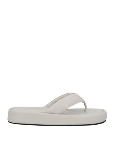 Semicouture Woman Thong Sandal Beige Size 8 Soft Leather