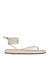 Semicouture Woman Thong Sandal Light Grey Size 8 Leather In Grey