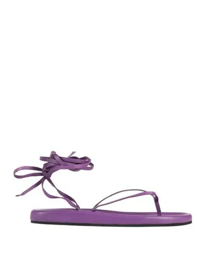 Semicouture Woman Thong Sandal Purple Size 9 Leather