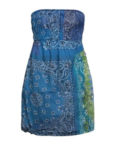 Semicouture Woman Top Azure Size 8 Cotton In Blue