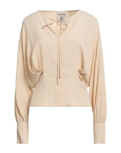 Semicouture Woman Top Beige Size 10 Acetate, Silk