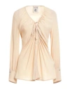 Semicouture Woman Top Beige Size 6 Acetate, Silk In Sand
