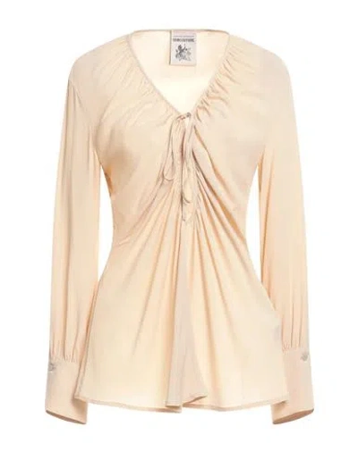 Semicouture Woman Top Beige Size 6 Acetate, Silk In Sand