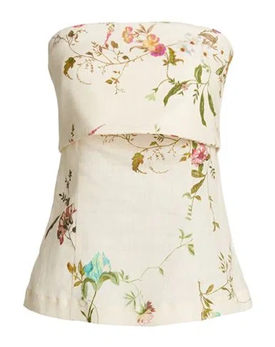 Semicouture Woman Top Beige Size 6 Linen In White
